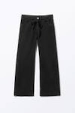 Black - Low Waisted Relaxed Twill Trousers - 3