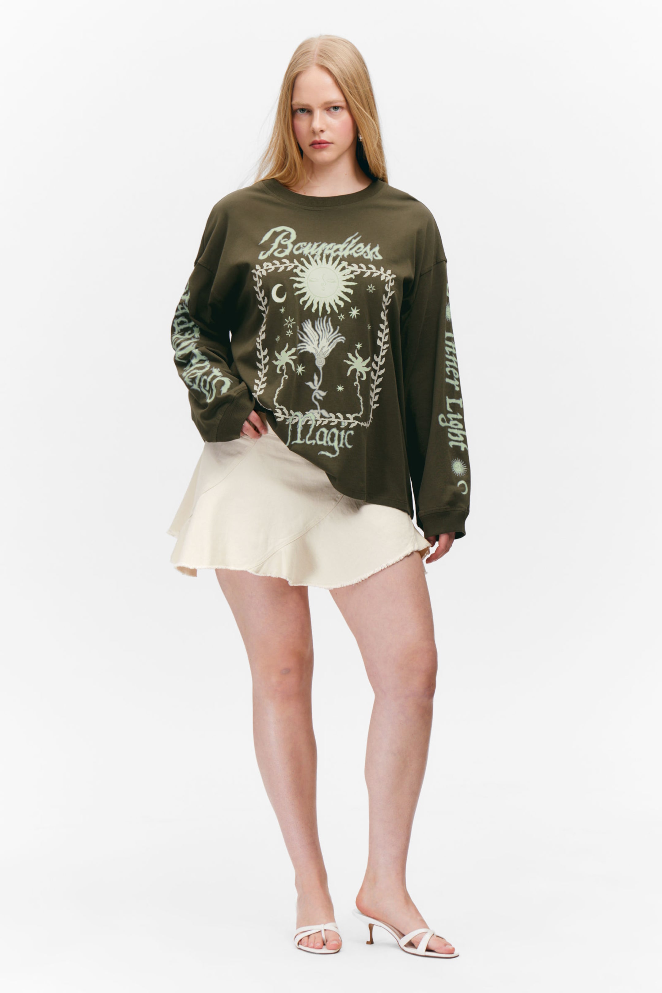 Dark Khaki Green - Boundless - Oversized Long Sleeve T-shirt - 2