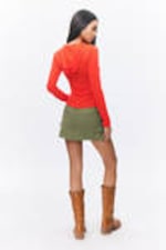 Bright Red - Long-Sleeved Hooded Top - 2