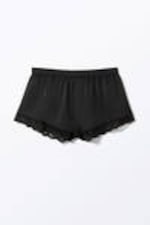 Black - Mini Lace Satin Shorts - 3
