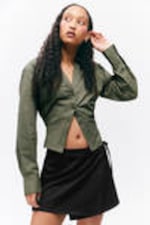 Black - Mini Wrap Skirt - 1