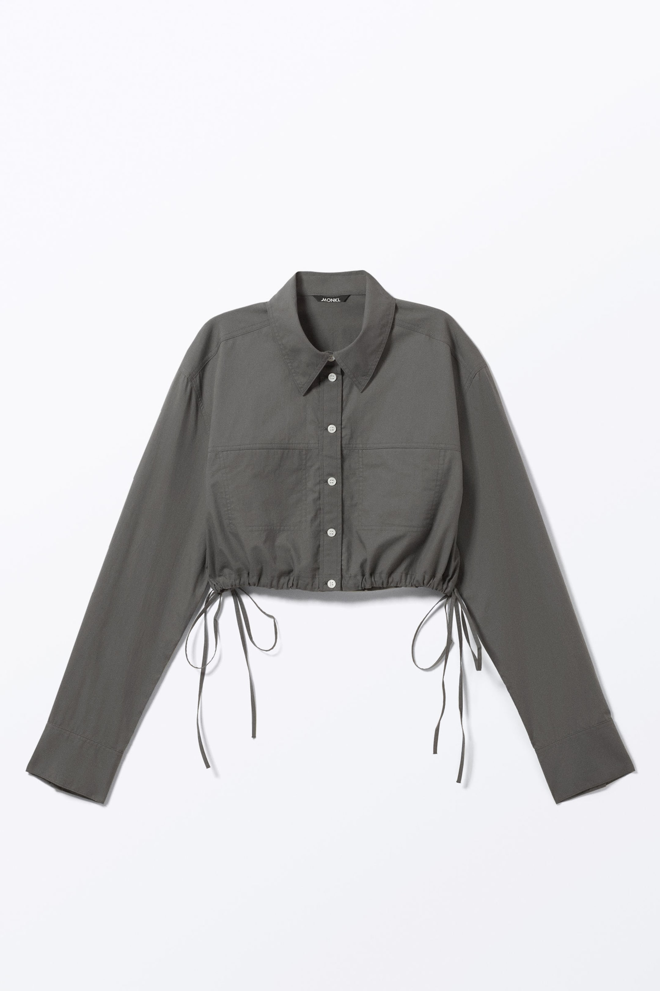 Dark Grey - Cropped Loose Cargo Shirt - 3