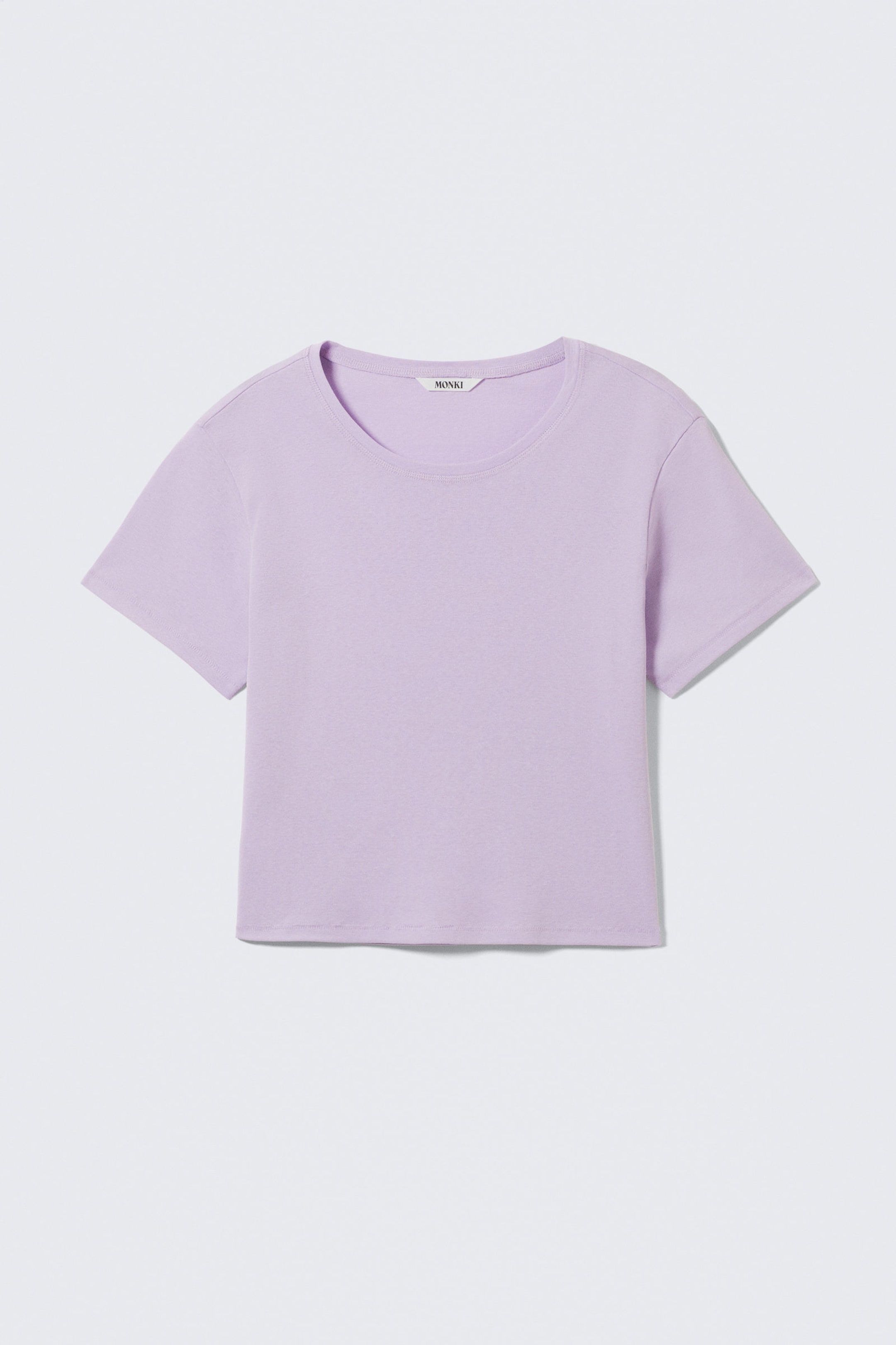 Lilac - Cropped Fitted Cotton T-Shirt - 3