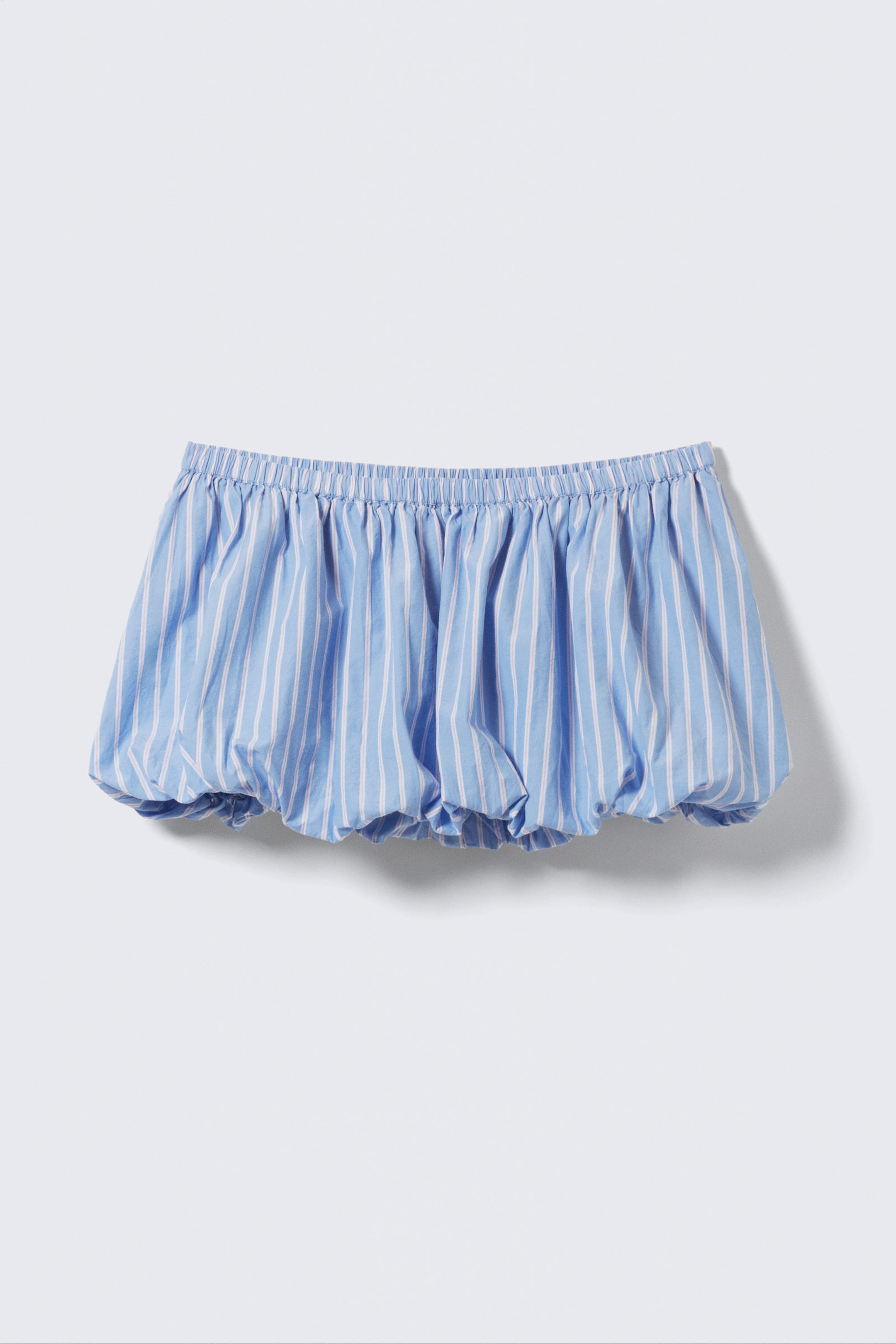 Striped Blue - Balloon Mini Cotton Skirt - 5