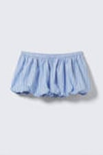 Striped Blue - Balloon Mini Cotton Skirt - 5