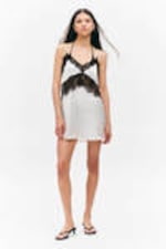 White - Lace-Trim A-line Mini Slip Dress - 0