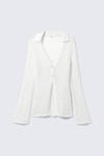 Dusty White - Open-Knit V-neck Cardigan - 4