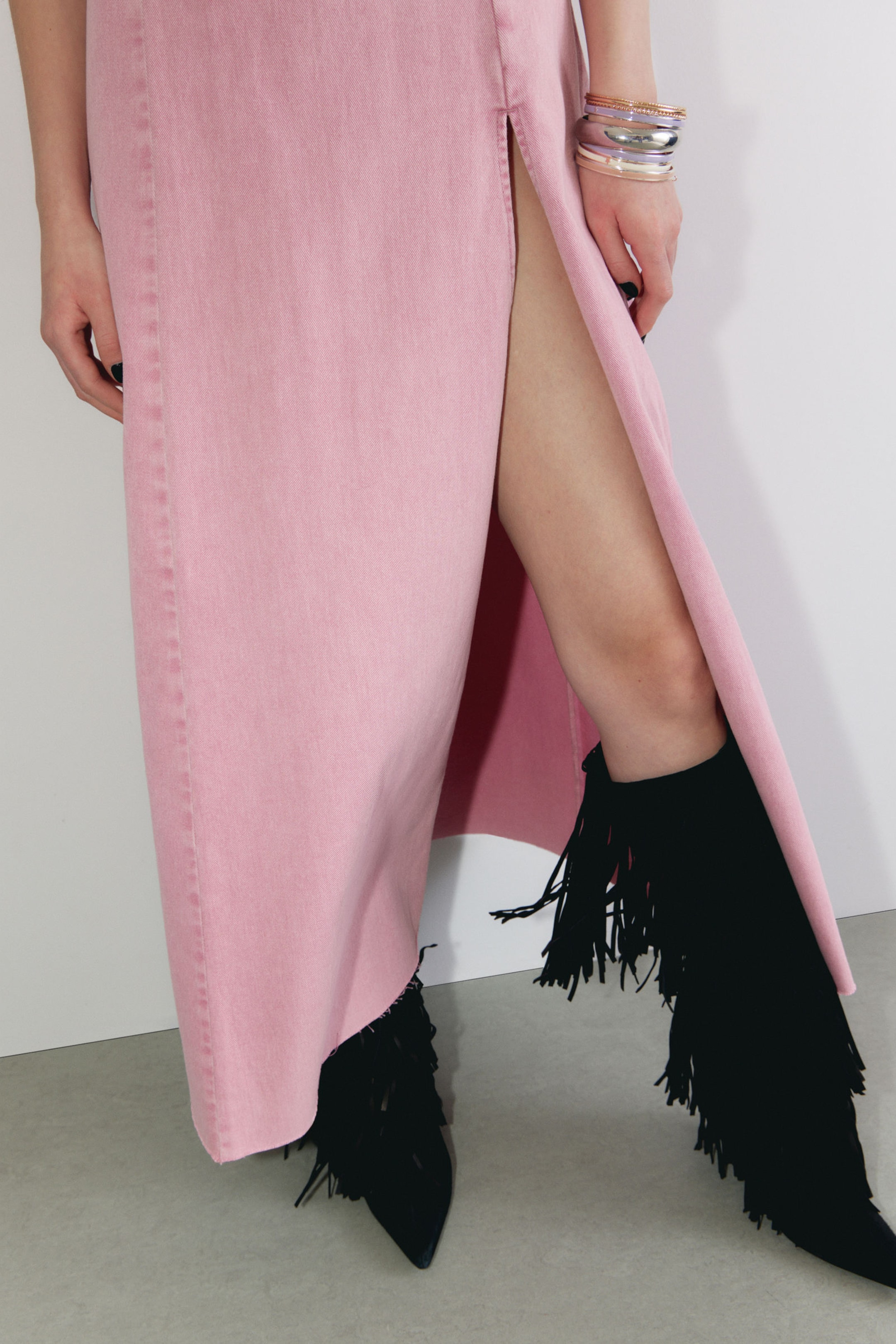 #D6A2B2 - Sleeveless Twill Maxi Slip Dress - 2