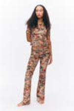 Pink - Leopard-Paisley Pattern - Soft Printed Short-Sleeved T-shirt - 1