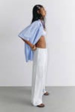 White - Blue Stripes - Low-Rise Relaxed Pull-on Trousers - 2
