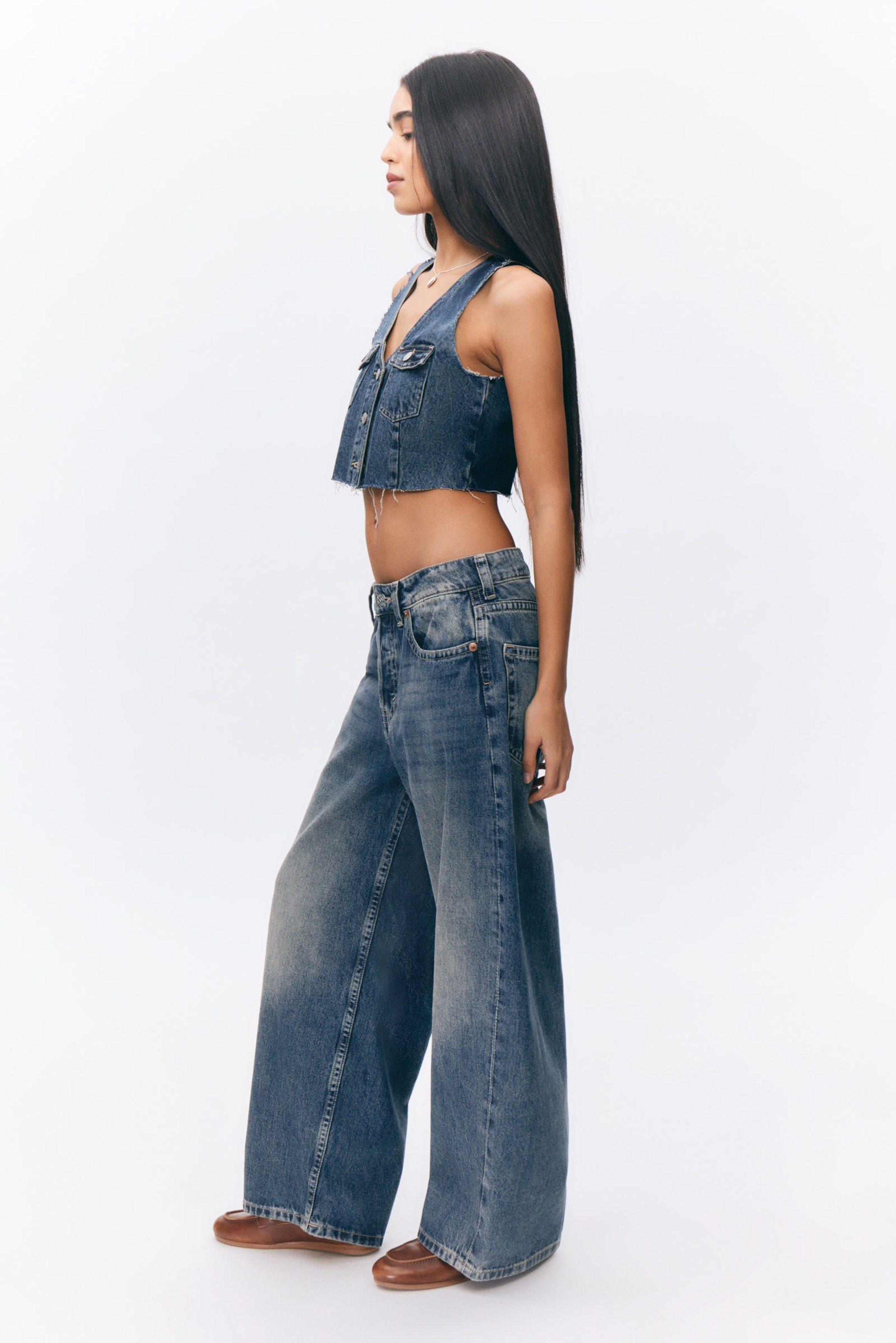Desert Blue - Medium Blue - Peggy Low Waist Loose Baggy Leg Jeans - 3