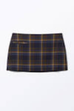Dark Blue Check - Low Waisted Mini Suiting Skirt - 3