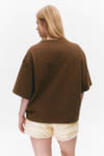 Dark Brown - Heavyweight Boxy Cotton T-Shirt - 2