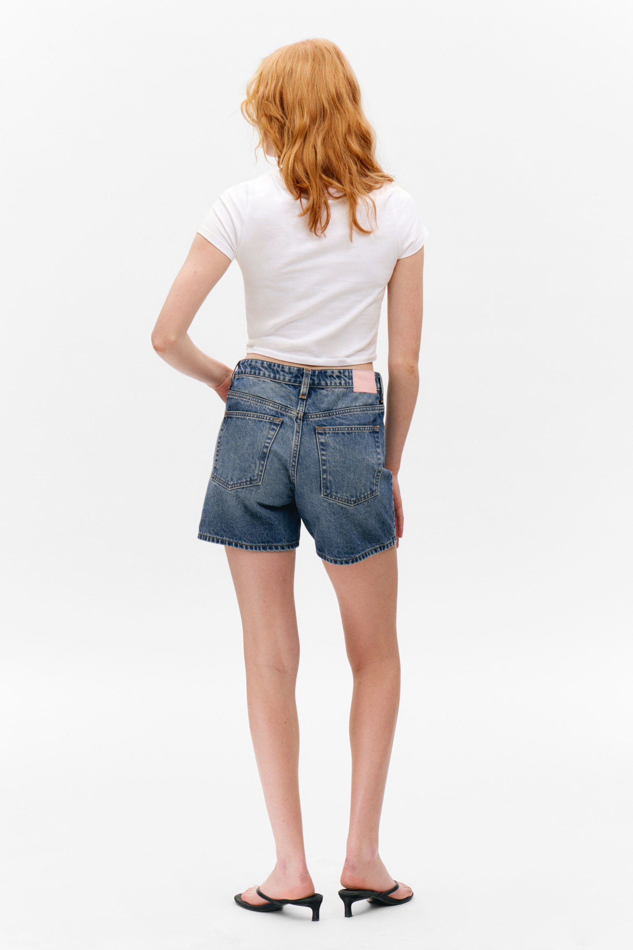 Mountain Blue - Medium Blue - Aimo Mid-Rise Straight Leg Denim Shorts - 3