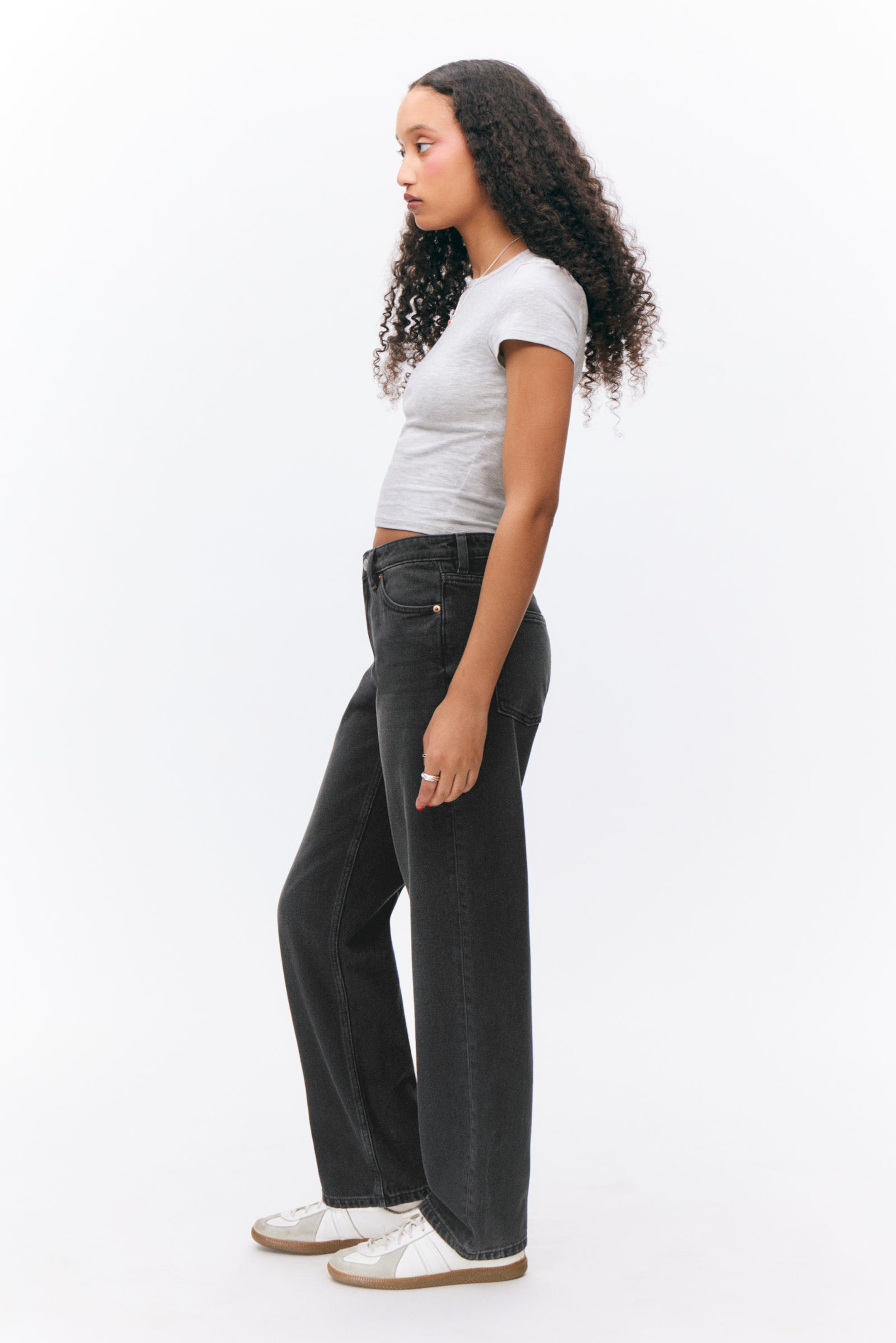Midnight Black - Black - Aimo Mid Straight Jeans - 3