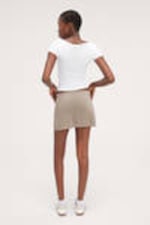 Dusty Beige - Mini Pull-on Skirt - 2