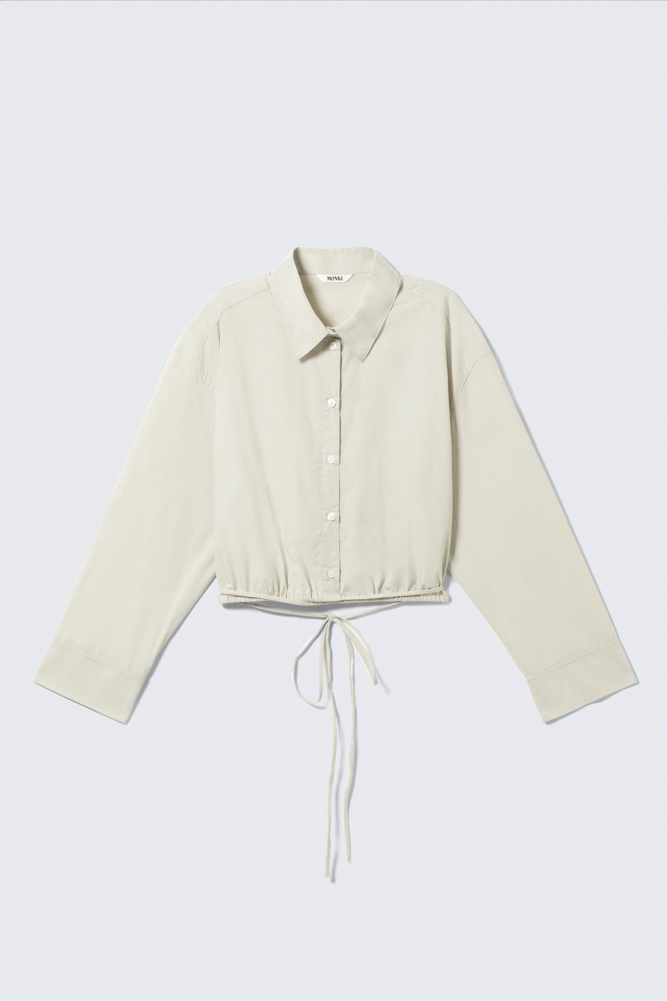 Light Green - Cropped Cotton Poplin Drawstring Night-Shirt - 3