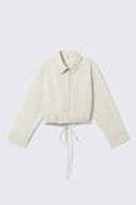 Light Green - Cropped Cotton Poplin Drawstring Night-Shirt - 3