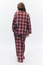Dark Red Check - Soft Long-Sleeved Flannel Shirt - 2