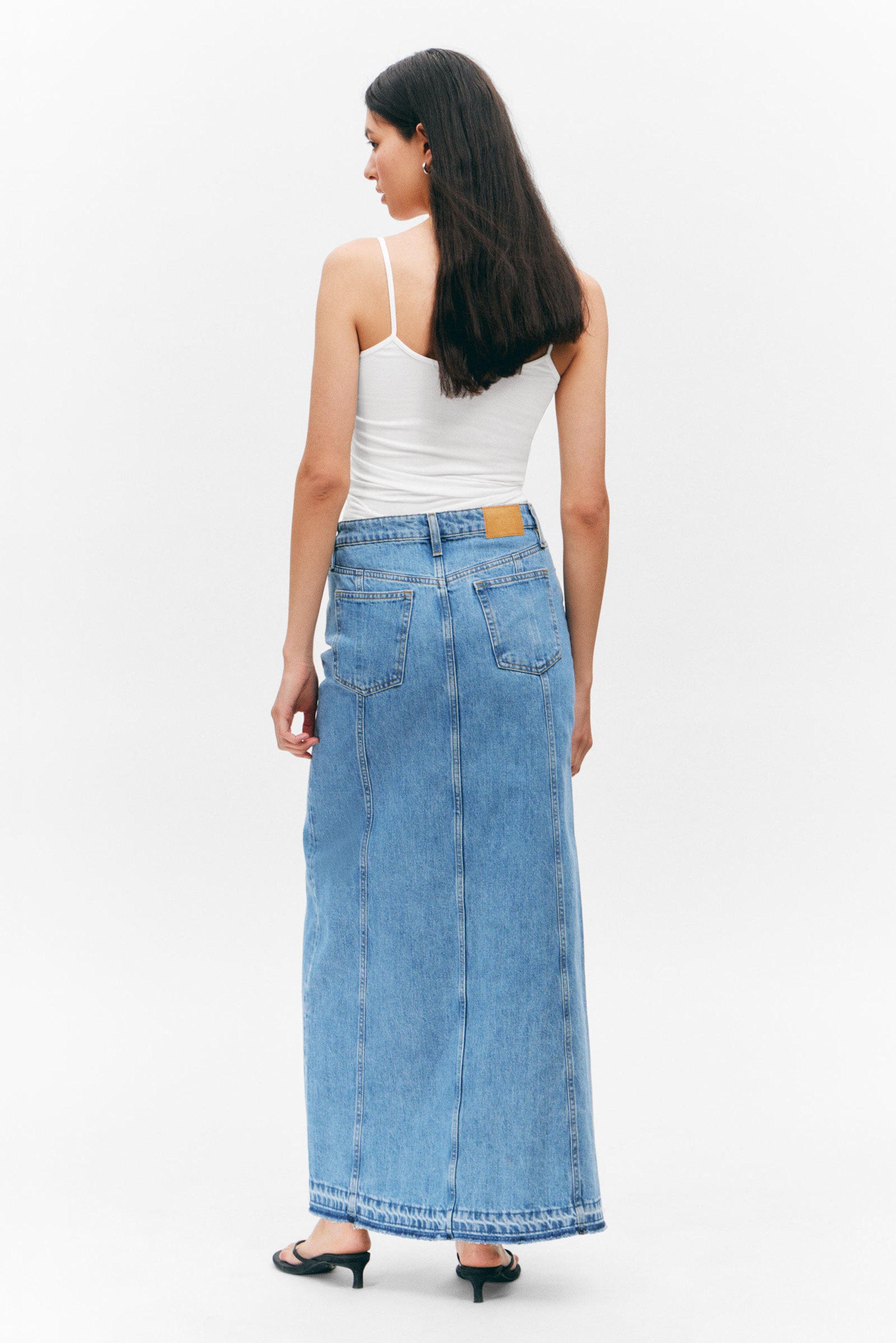 Fresh Blue - Medium Blue - Mid-Waist Split Denim Skirt - 3