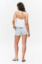 White - Drawstring Poplin Strap Top - 2