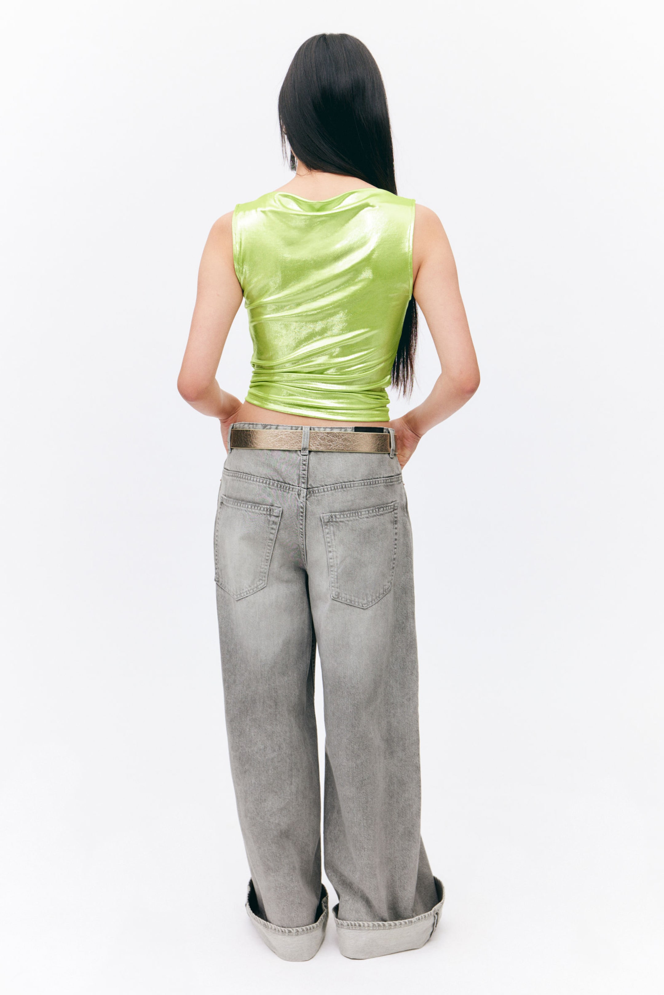 Shiny Green - Super soft sleeveless boatneck top - 4