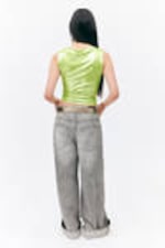 Shiny Green - Super soft sleeveless boatneck top - 4
