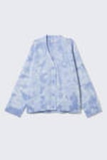 Washed Blue - Tie-dye - Jacquard Knitted Cotton Cardigan - 3