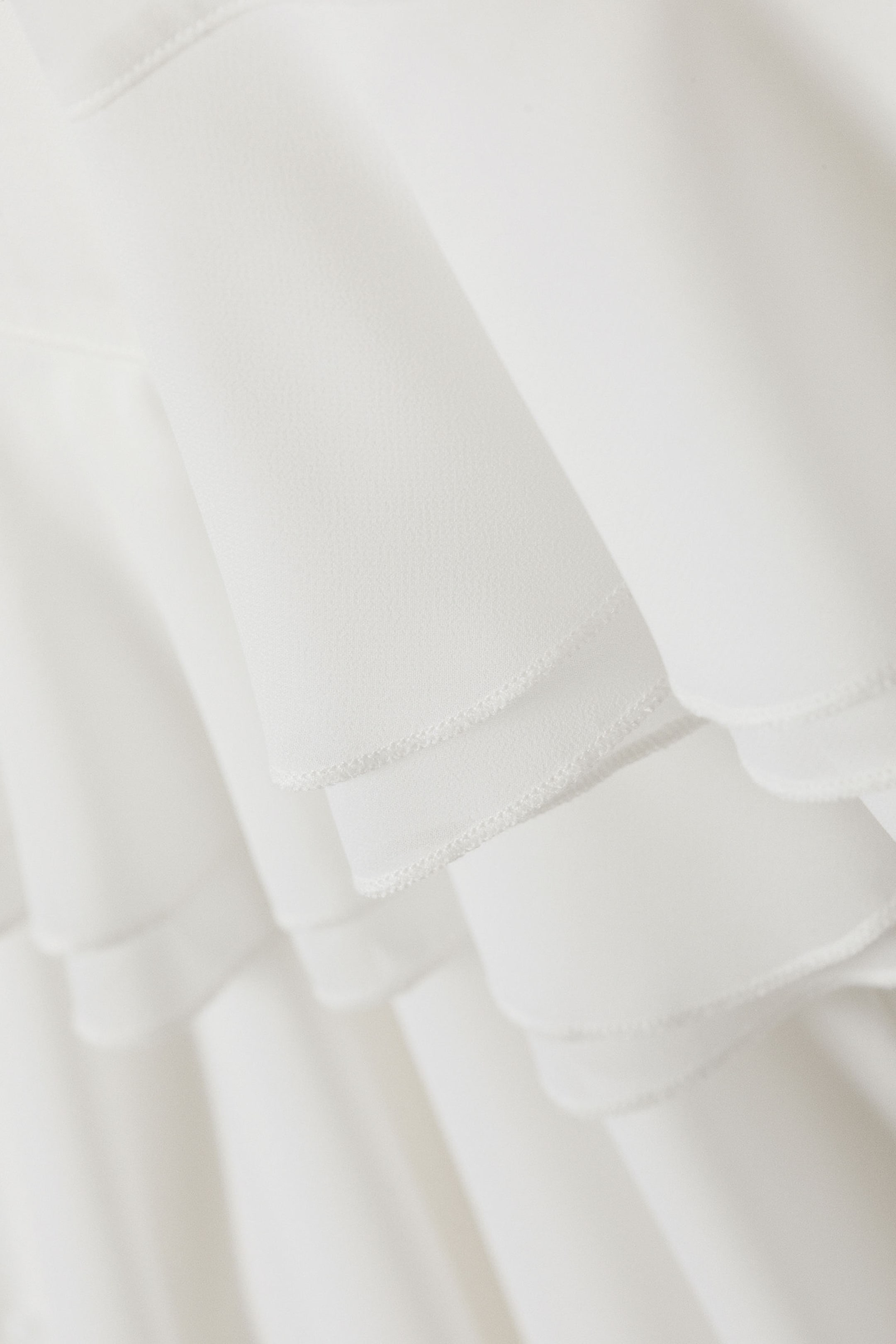 White - Flared Frill-Sleeved Tie-Neck Blouse - 5