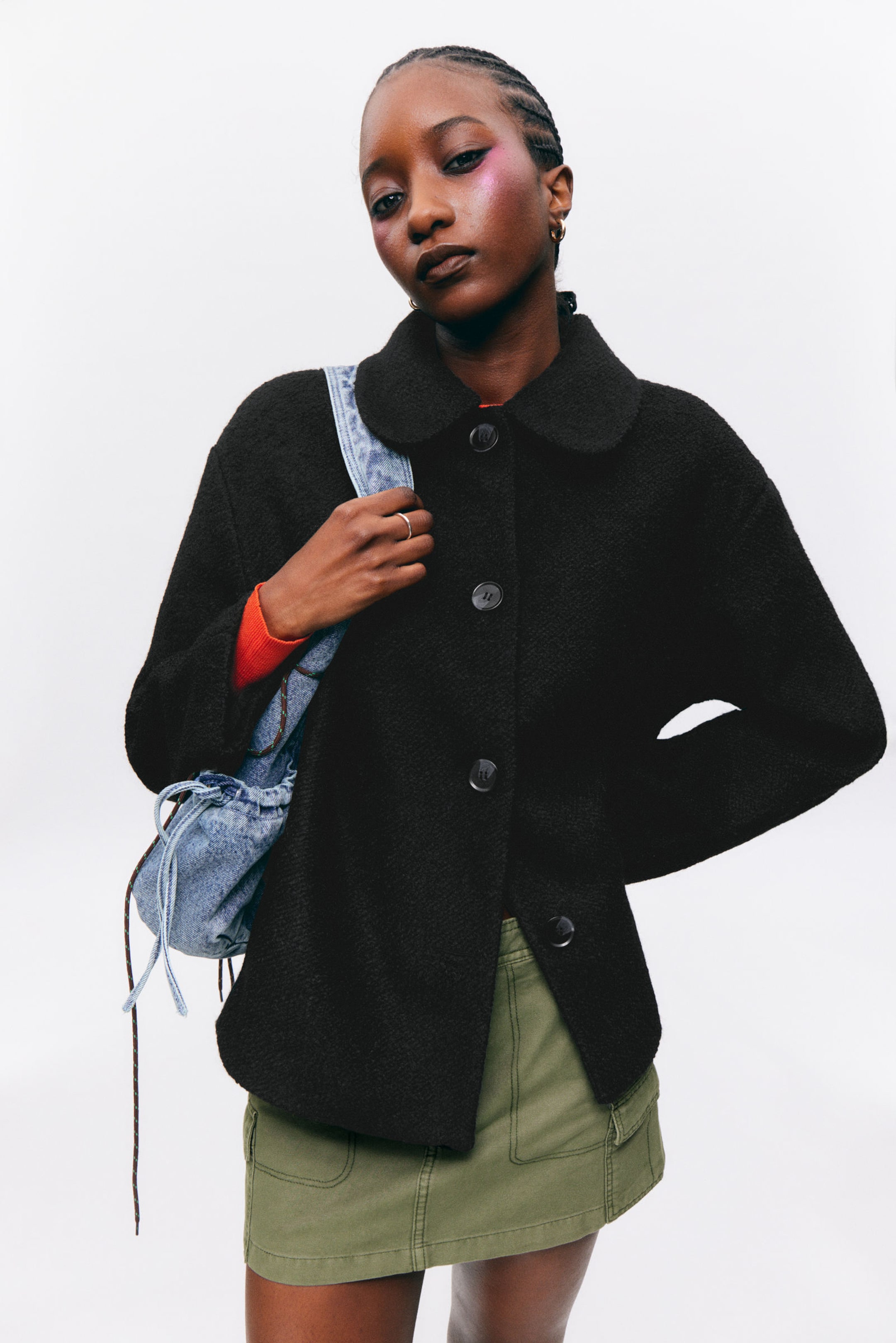 Black - Single-breasted Wool Blend Jacket - 0