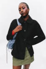 Black - Single-breasted Wool Blend Jacket - 0