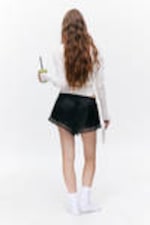 Black - Mini Lace Satin Shorts - 2