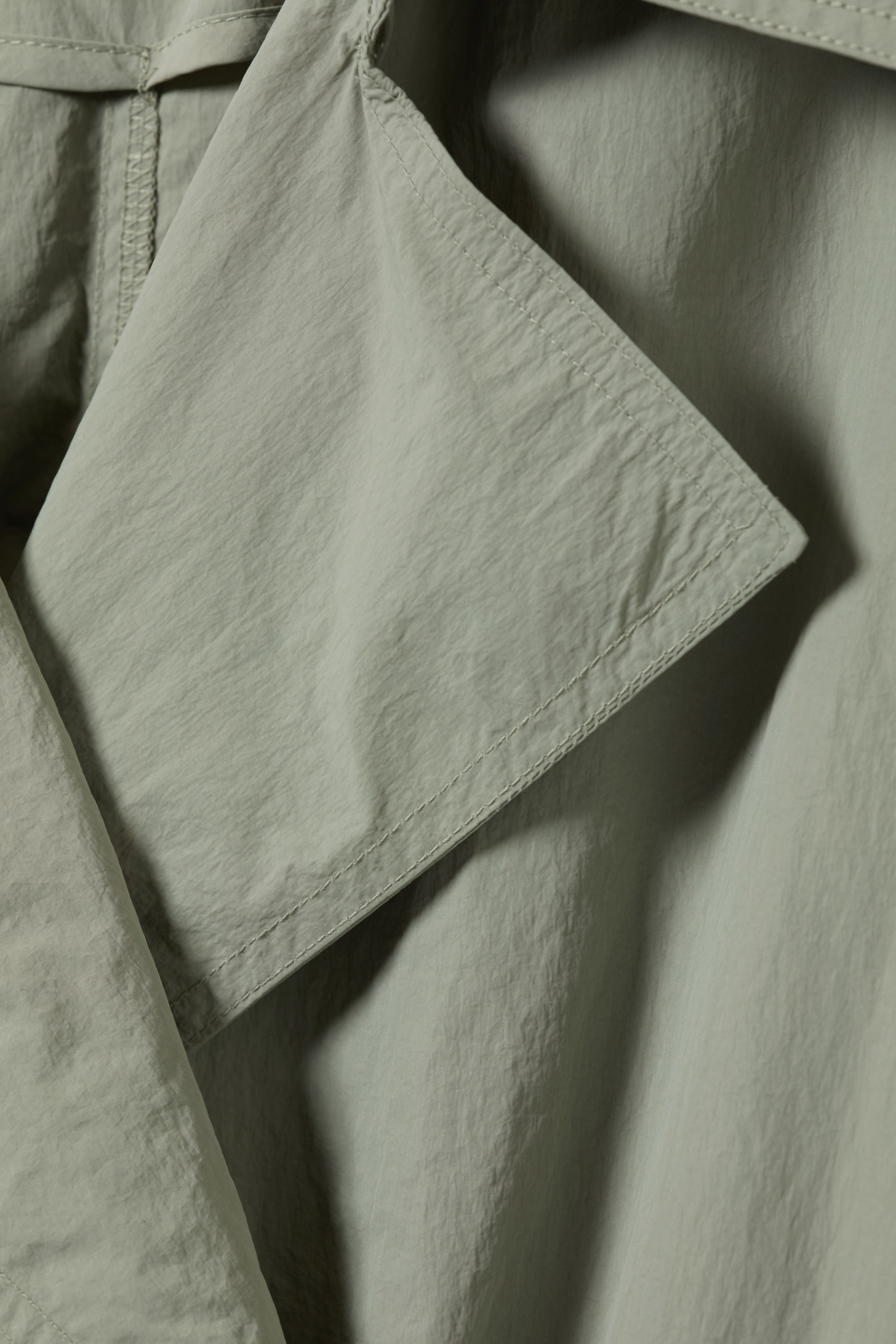 Khaki Green - Oversized Belted Nylon Trench Coat - 5