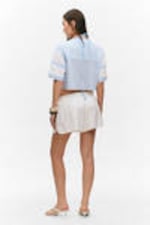Light Blue/White - Oversized Cropped Mesh T-shirt - 3