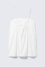 White - Tie-Back Twill Mini Dress - 4