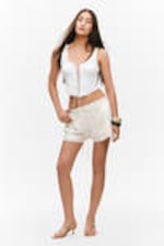White - Short Low-Rise Satin Shorts - 1