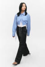 Black - Low Waisted Pleated Suiting Trousers - 2
