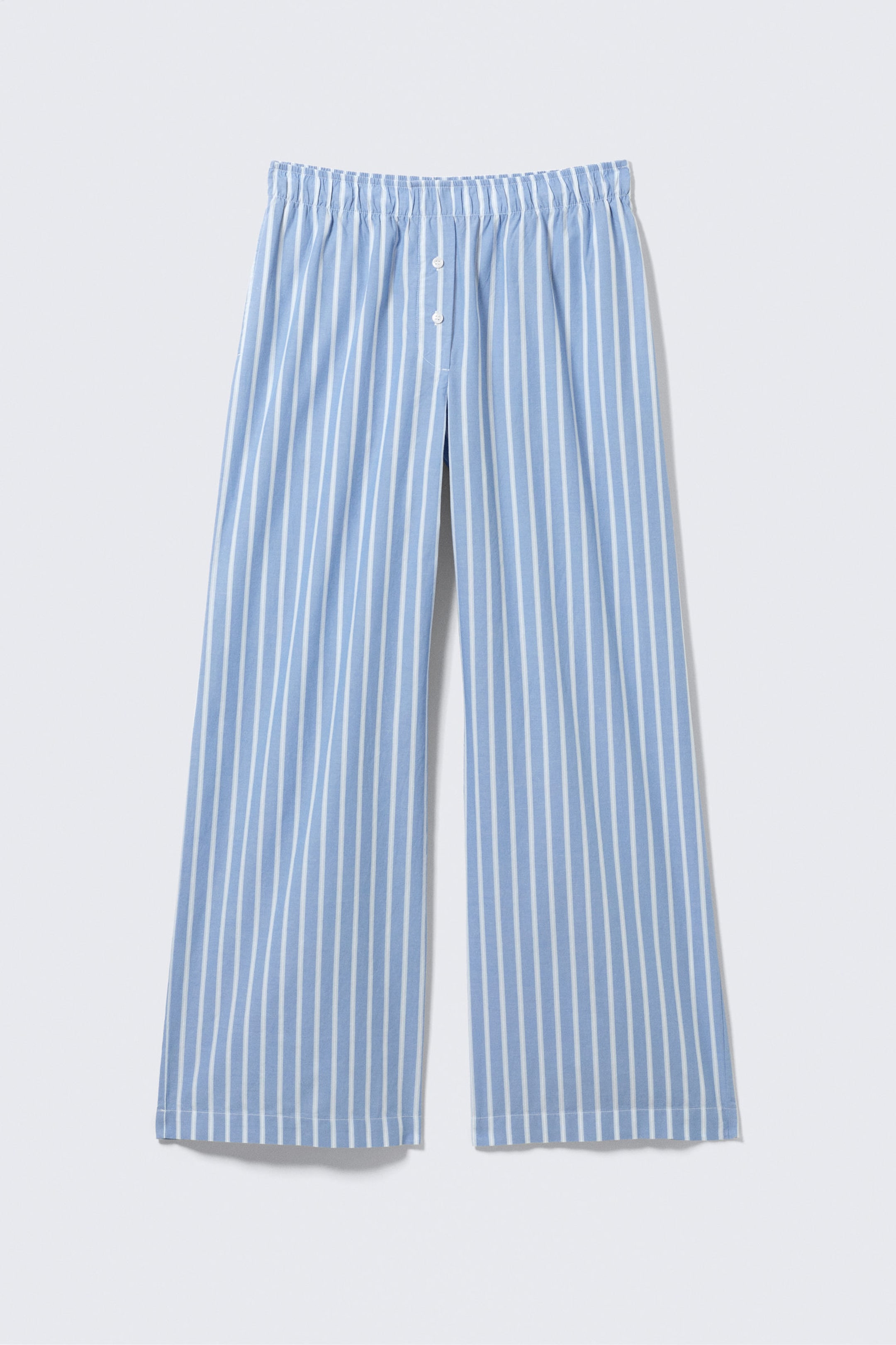 Striped Blue - Wide-Leg Cotton Twill Trousers - 6