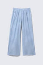 Striped Blue - Wide-Leg Cotton Twill Trousers - 6