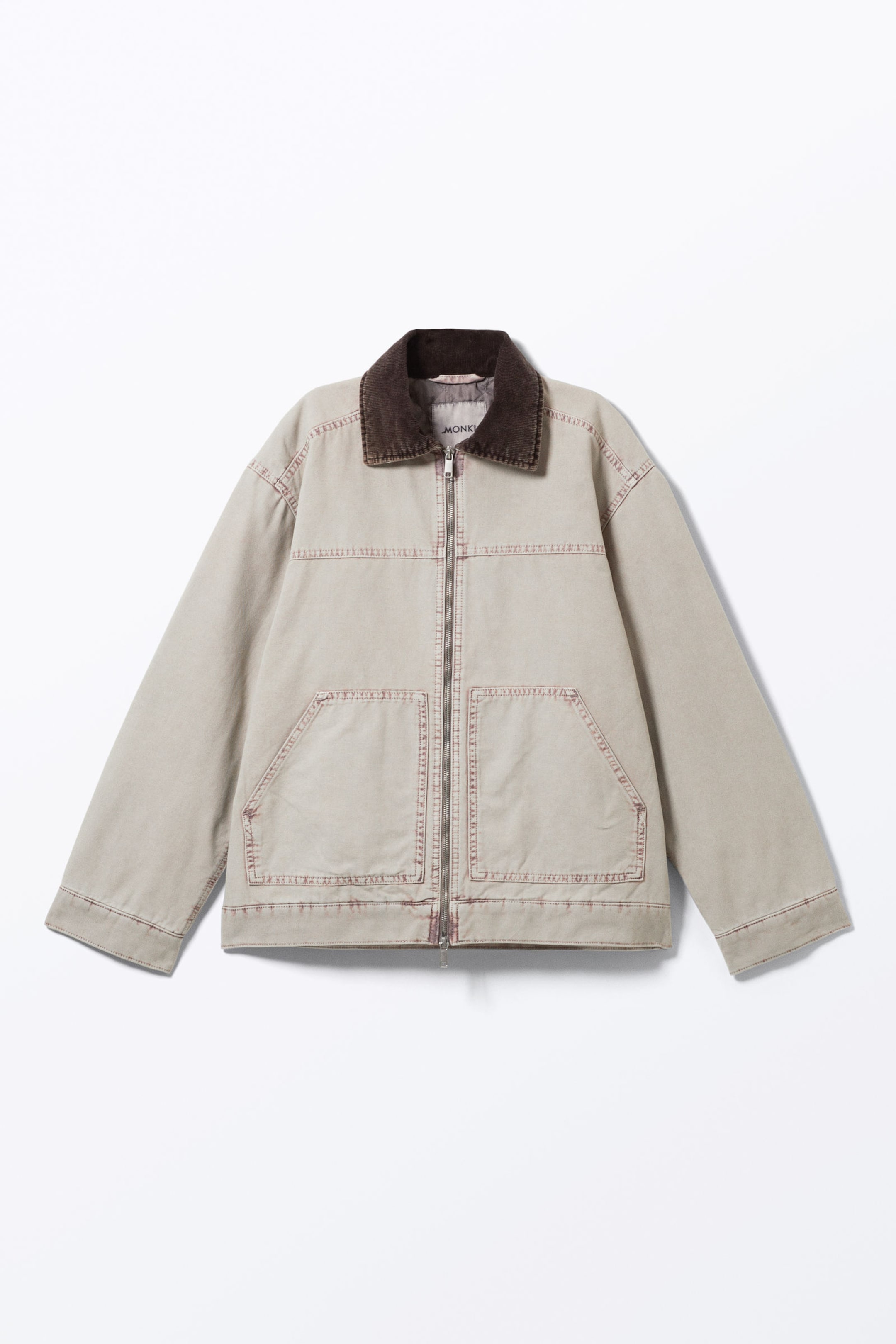 Pinkish Beige - Padded Cotton Canvas Jacket - 5