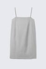 Light Grey - Pinstripe - Tie-Back Twill Mini Dress - 4