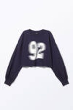 Dark Blue - 92 - Cropped Long-Sleeved T-shirt - 3