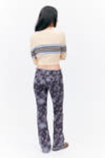 Blue Floral - Frayed Low Waist Twill Trousers - 2