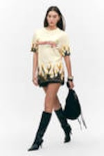 Light Yellow - Cosmic Blaze - Oversized Throw-on T-shirt - 2