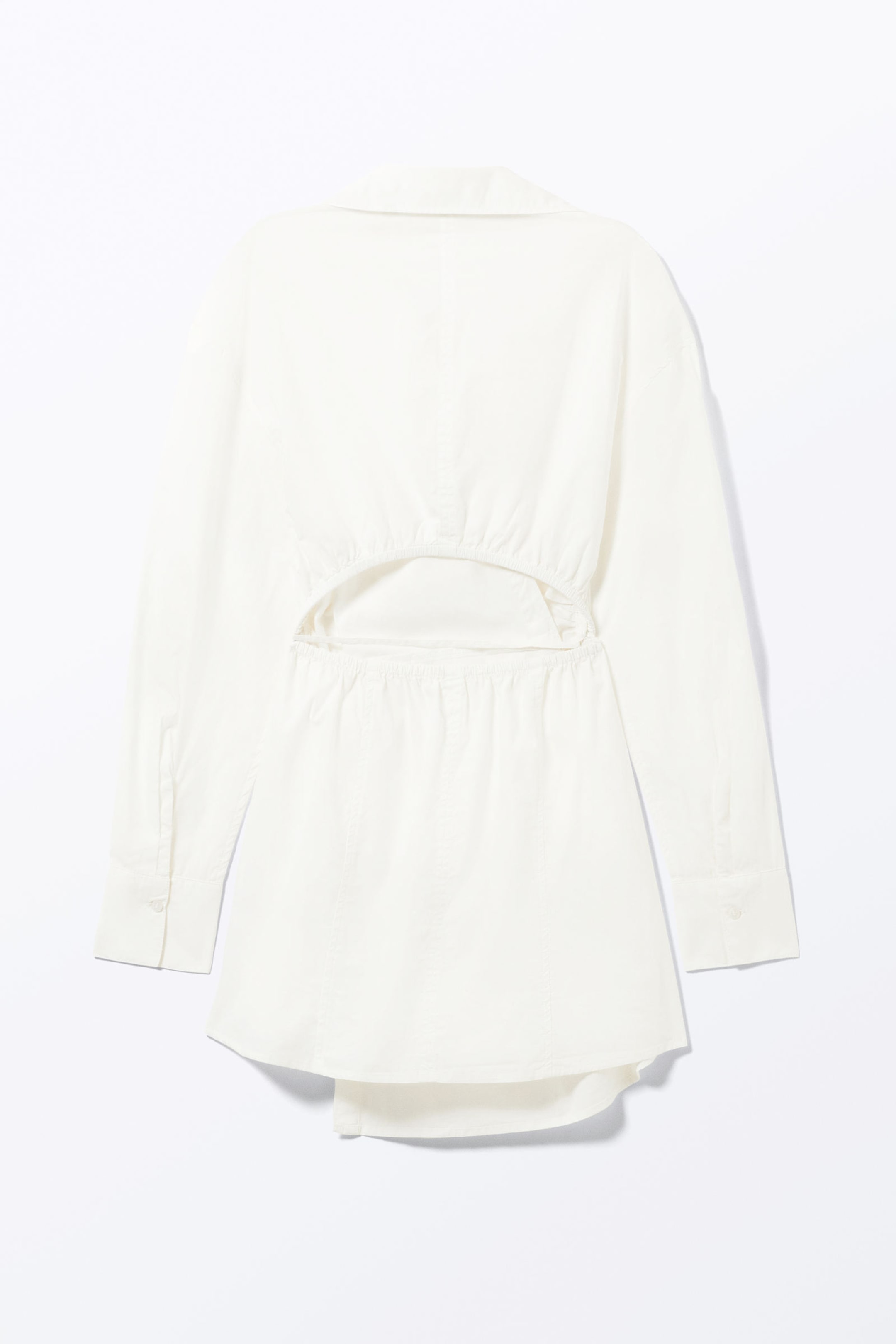 White - Long-Sleeved Mini Wrap Shirt Dress - 4