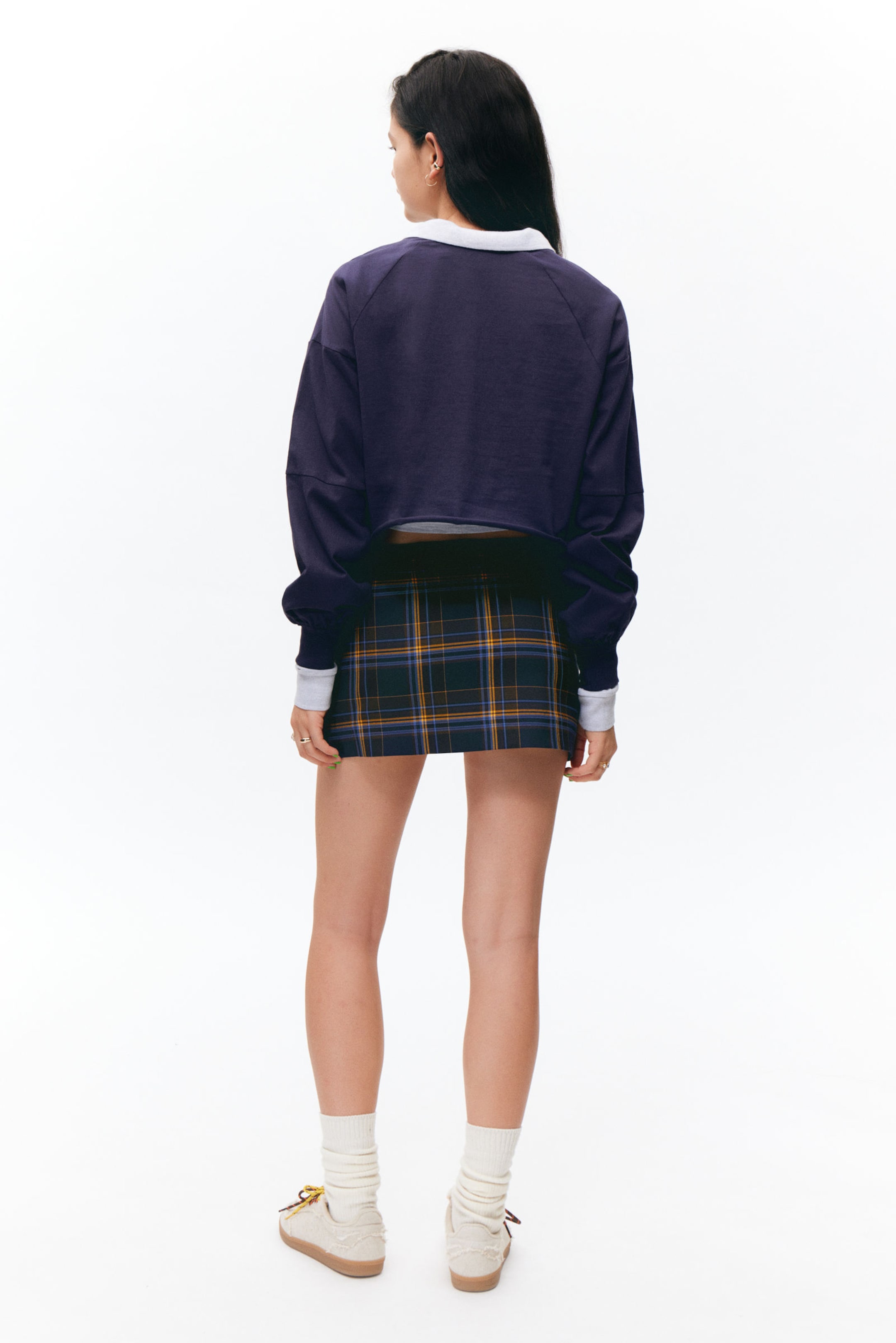 Dark Blue - 92 - Cropped Long-Sleeved T-shirt - 2