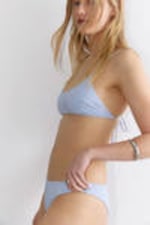 Shiny Light Blue - Scoop Neck Bikini Top - 2
