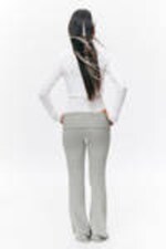 Grey Melange - Low Waist Flared Pyjama Trousers - 3