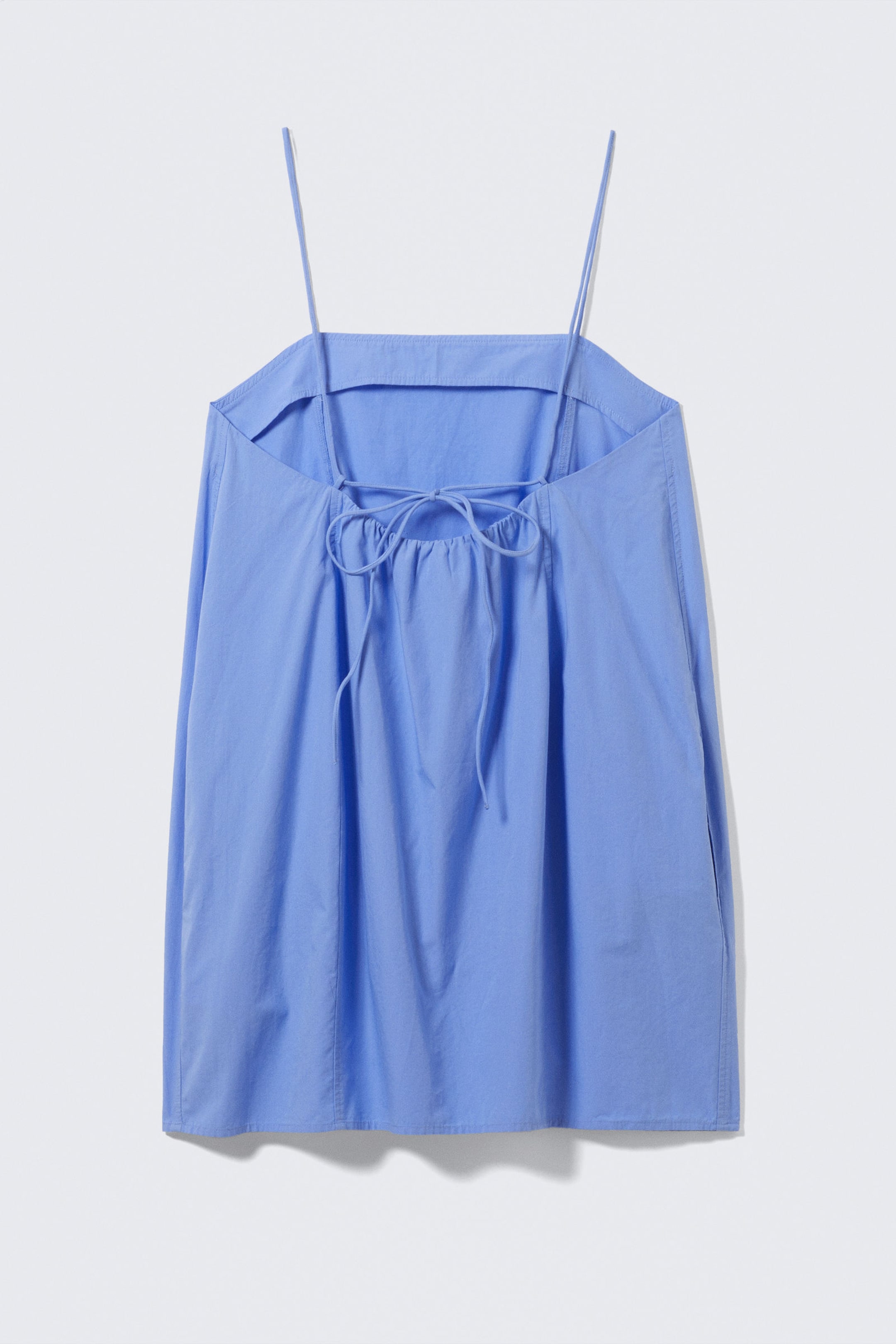 Blue - Tie-Back Twill Mini Dress - 5