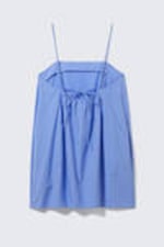 Blue - Tie-Back Twill Mini Dress - 5